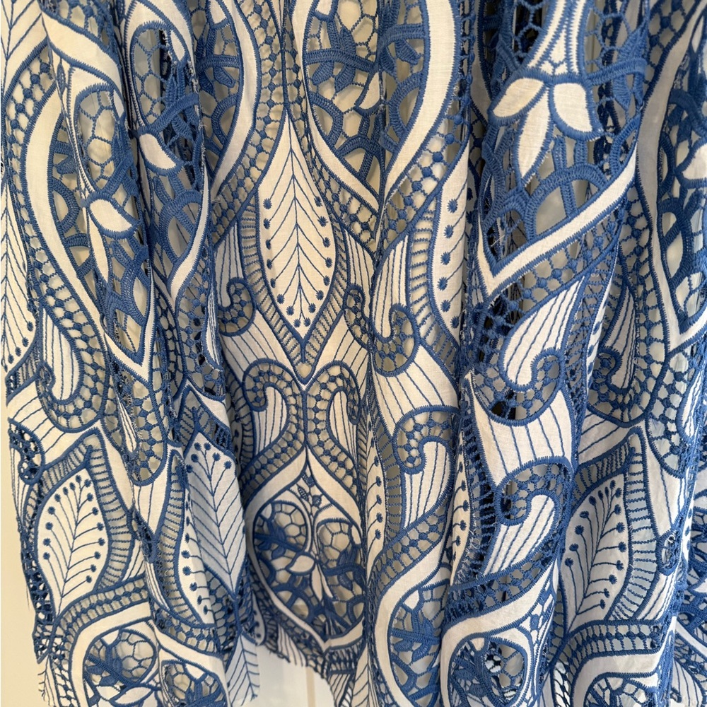 Shoshanna Blue and White Patterned Off Shoulder Dress - Brand New With Tags - Picture 3 of 7